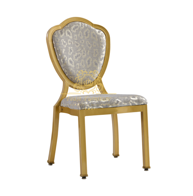 ZY-L3518 Feast Furniture Luxury Gold - Finished Metal Banquet Chair with Elegant Pattern Interior
