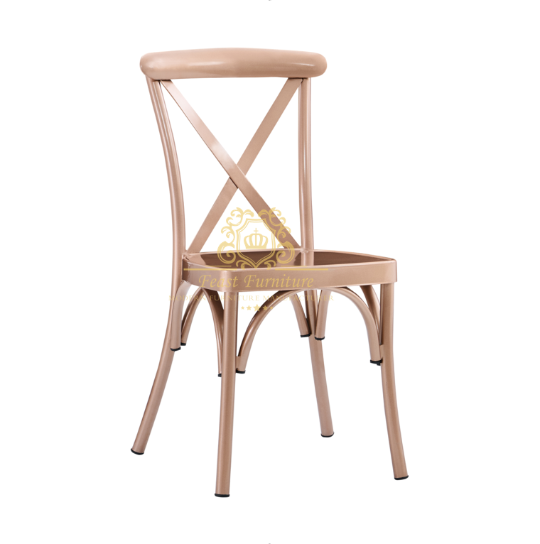 ZY-X3253 Feast Furniture Elegant rose gold metal cross back wedding chair